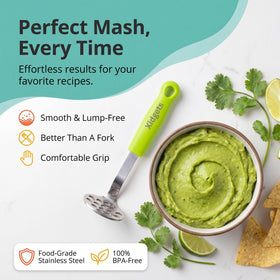 Xidgets small potato masher with compact design for easy mashing.