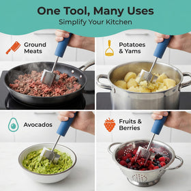 Xidgets meat chopper close-up on blades for even meat breaking