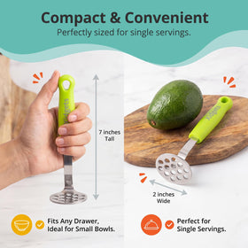 Xidgets compact masher shown in travel-ready form.