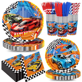 XIENBLOC racing car plates for easy cleanup at kids' parties.