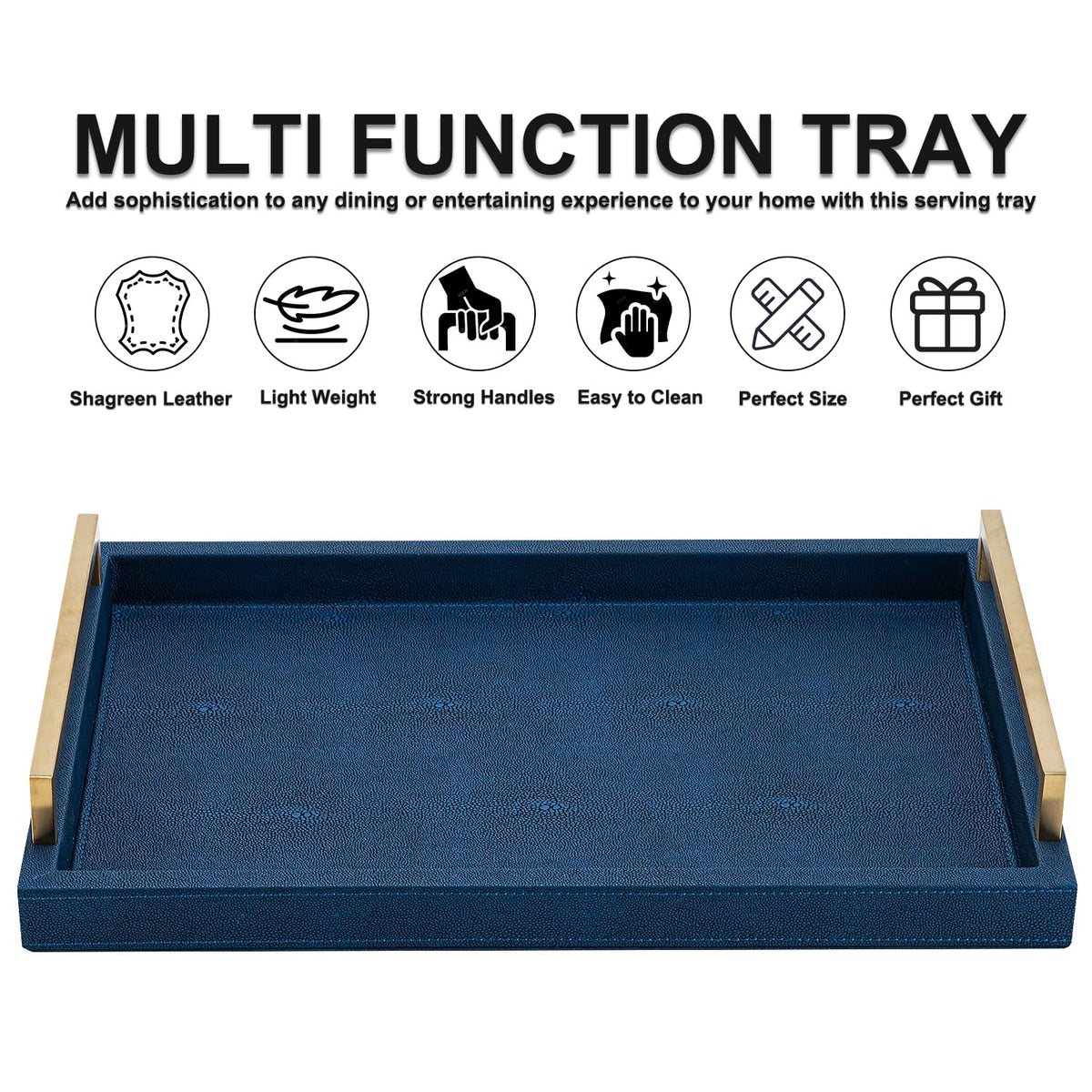 XIGEXIGE tray featuring brushed gold handles for secure transport