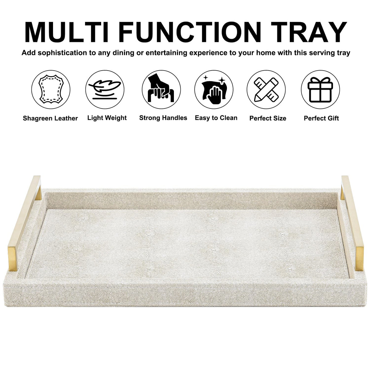 XIGEXIGE brushed gold handles tray adds a touch of sophistication to coffee tables.