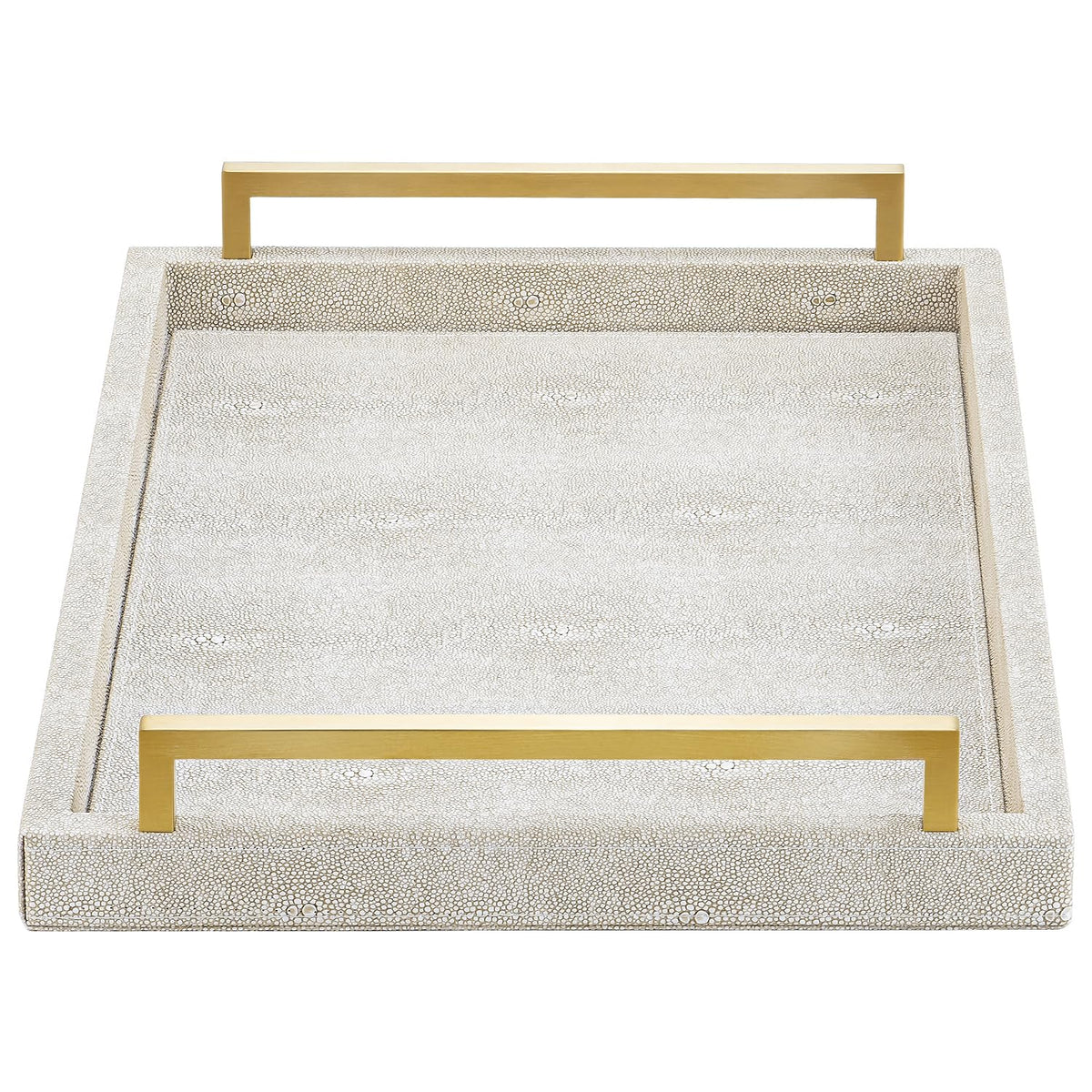 XIGEXIGE ivory shagreen tray, rectangle shape, ideal for ottoman display and effortless serving.