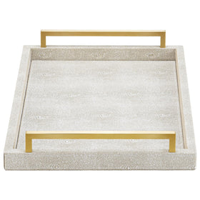 XIGEXIGE ivory shagreen tray, rectangle shape, ideal for ottoman display and effortless serving.