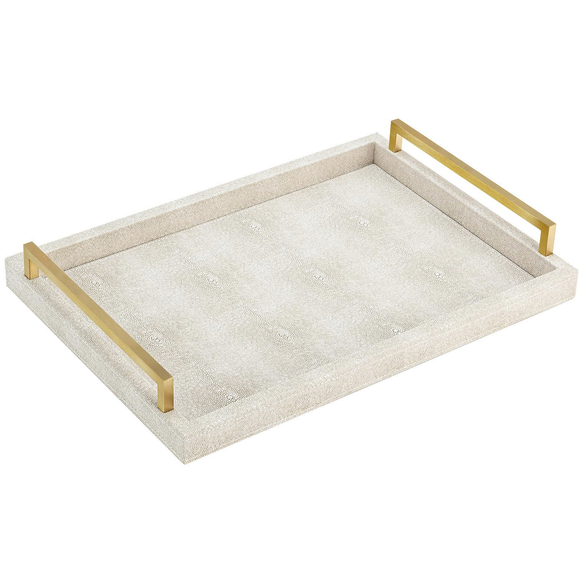 XIGEXIGE large rectangle serving tray with brushed gold handles elevates living room entertaining.