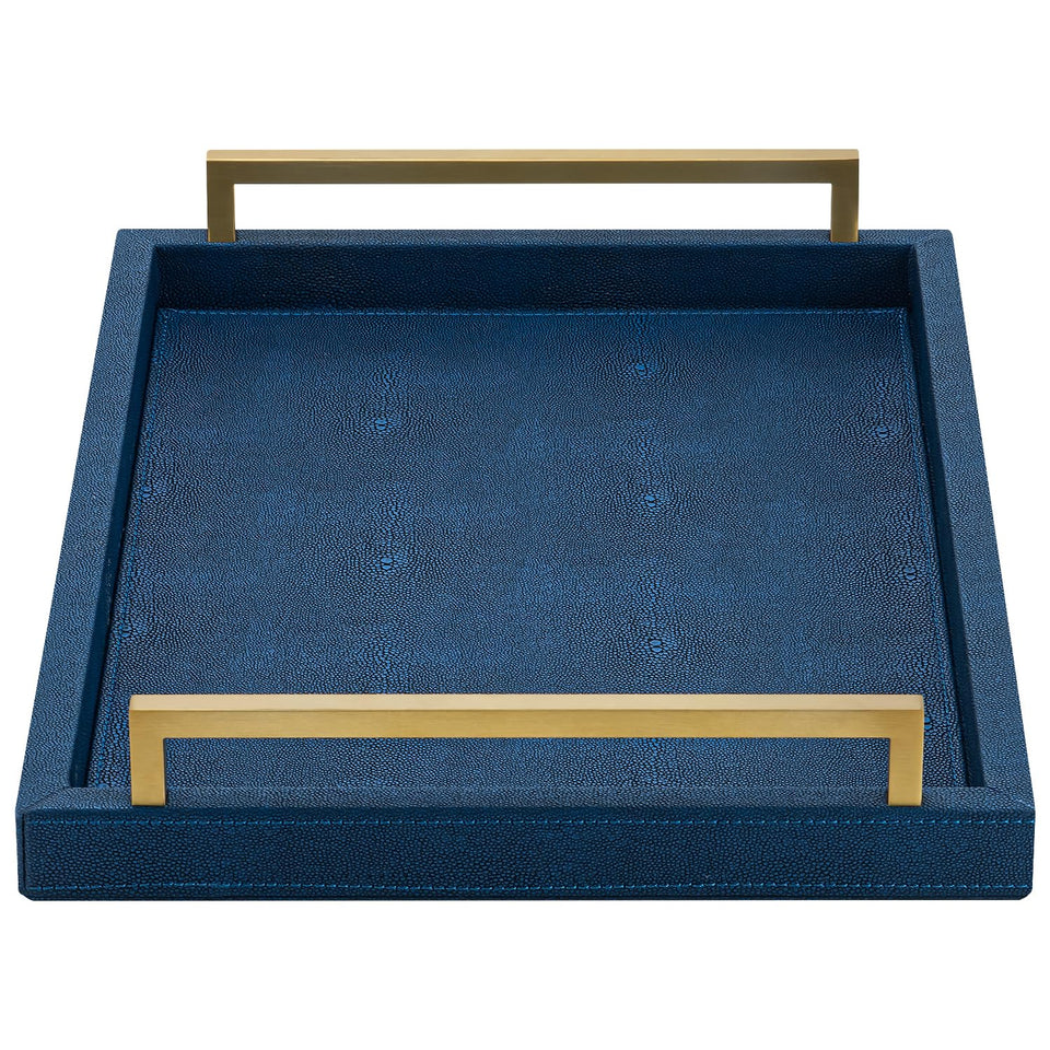 XIGEXIGE navy blue decorative tray with gold handles for stylish entertaining