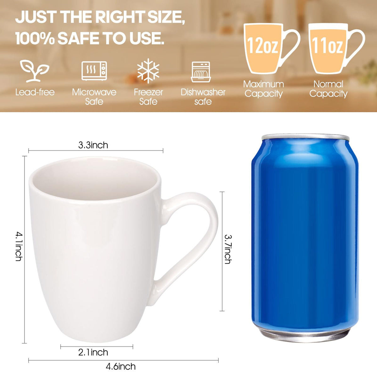Xihihiaa porcelain white mugs with glossy glaze for everyday beverages.