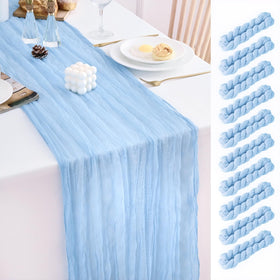 Xikesoft baby blue table runner 120in length with soft drape for weddings