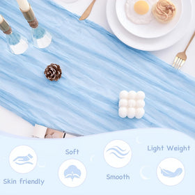 Xikesoft long cheese cloth table runner draping gracefully on table