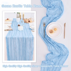 Xikesoft wedding table decor setup with baby blue runner