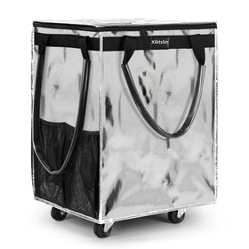 Xiktslin large silver reusable bag with five wheels for easy grocery trips