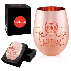 Xilaxila rose gold finish stemless glass for daily wine and beverages.