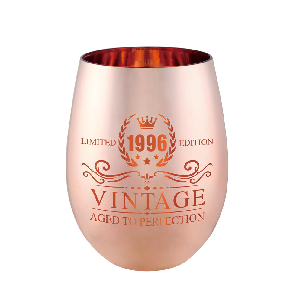 Xilaxila Vintage 1996 wine glass with rose gold finish for celebratory toasts