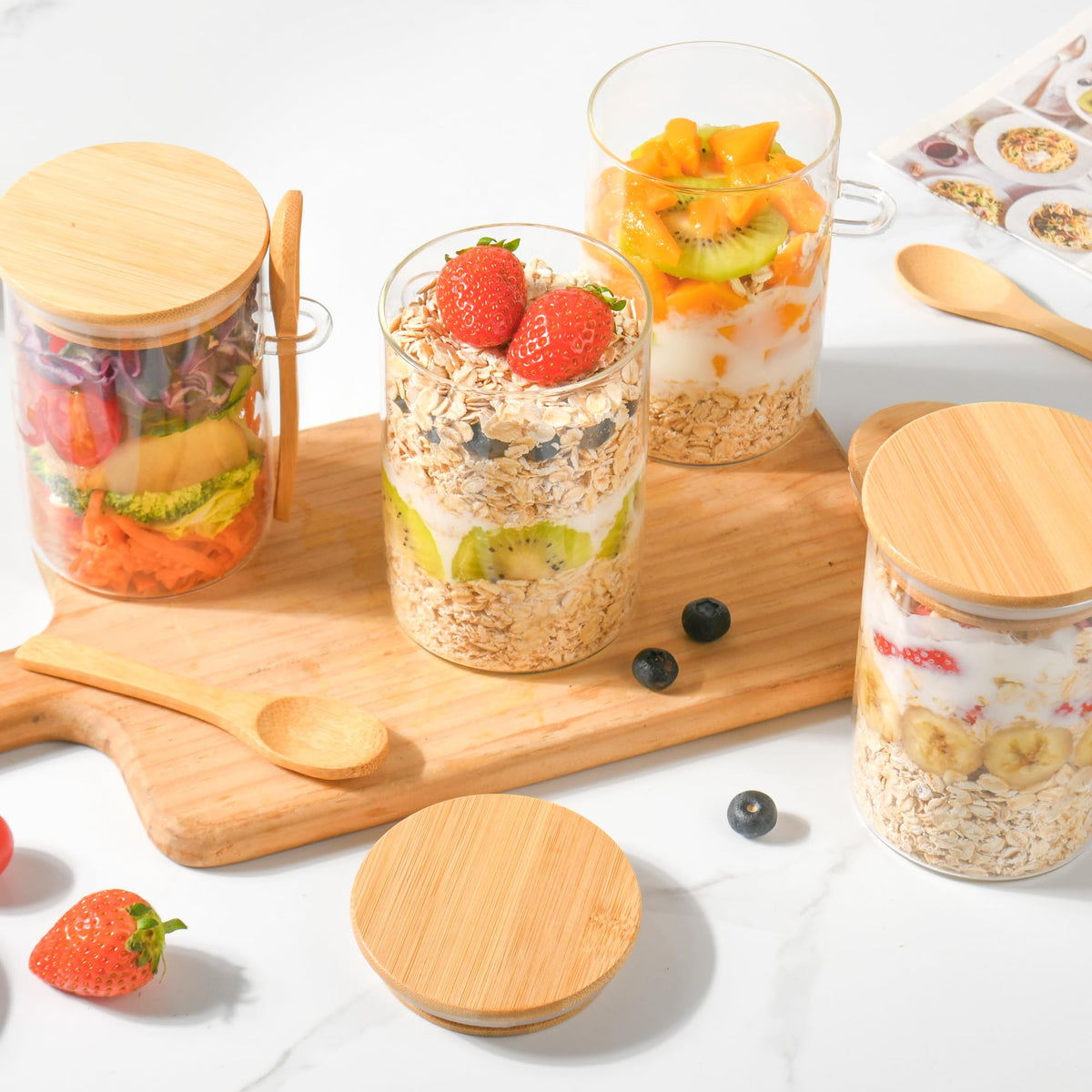 Xileanalee multi-use storage for yogurt, fruit, salads, or oats.
