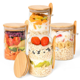 Xileanalee overnight oats container 4-pack, ideal for efficient morning meal prep.