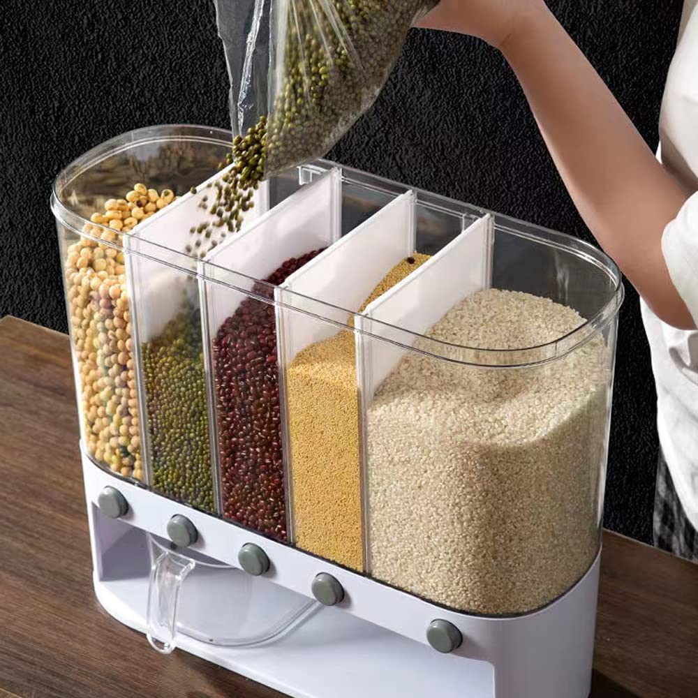 Xilei dry food dispenser uses first-in-first-out pour for freshness.