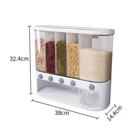 Xilei dry food dispenser top storage saves space.