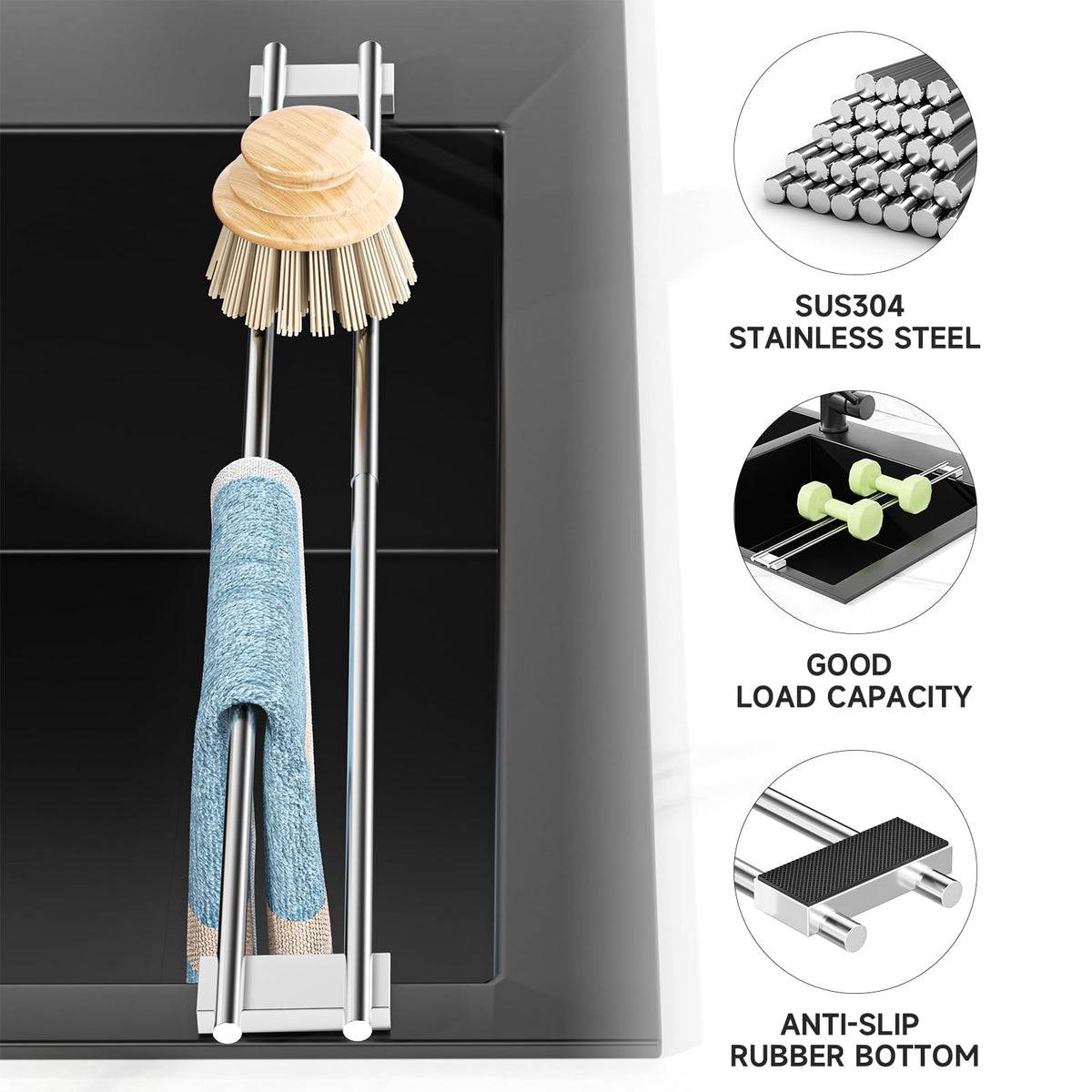 XILIMEN non-slip silicone base keeps rack stable on smooth surfaces.