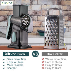 Xilrvna rotary cheese grater hand crank for electricity free, precise shredding