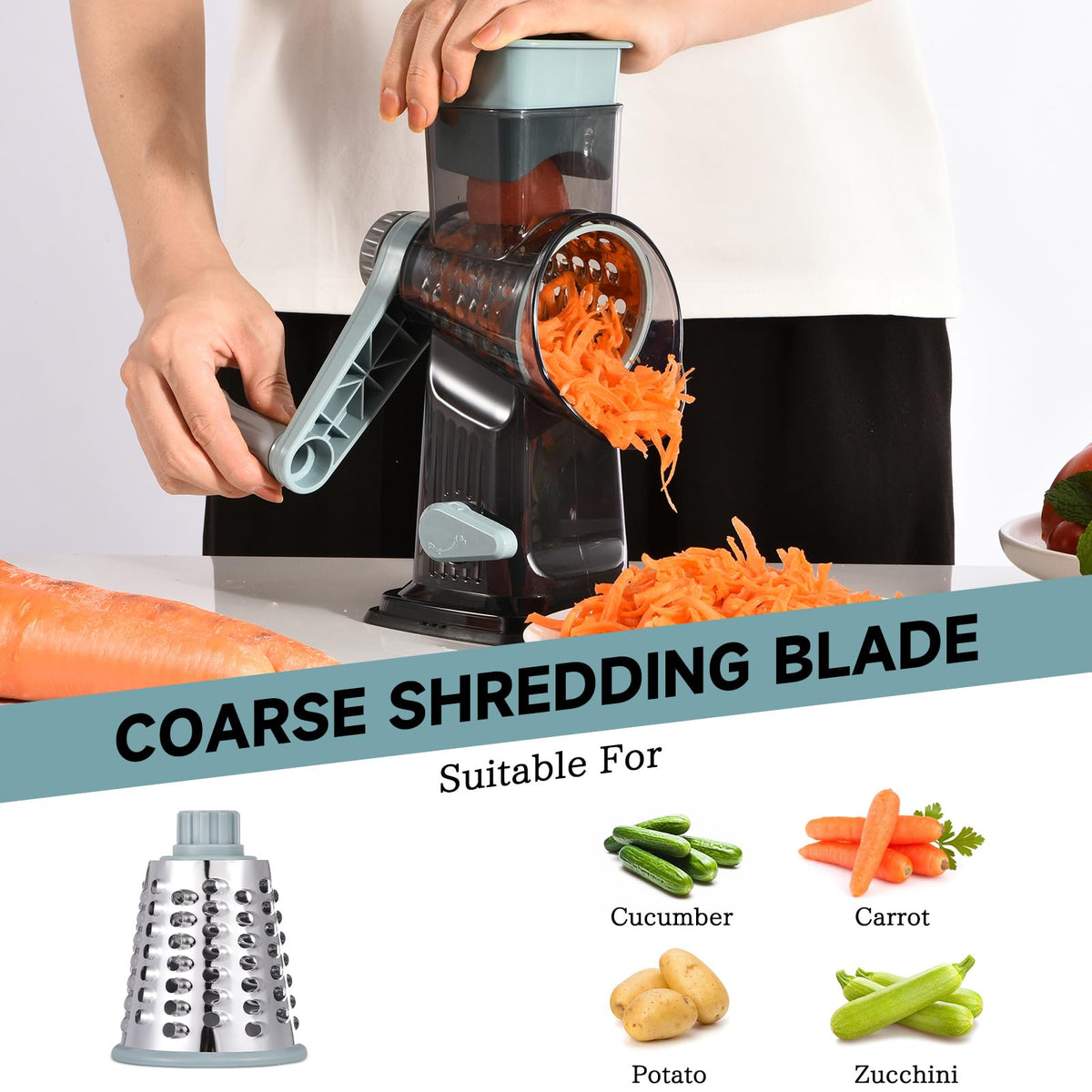 Xilrvna 3 drum blades for slicing shredding and grinding versatility