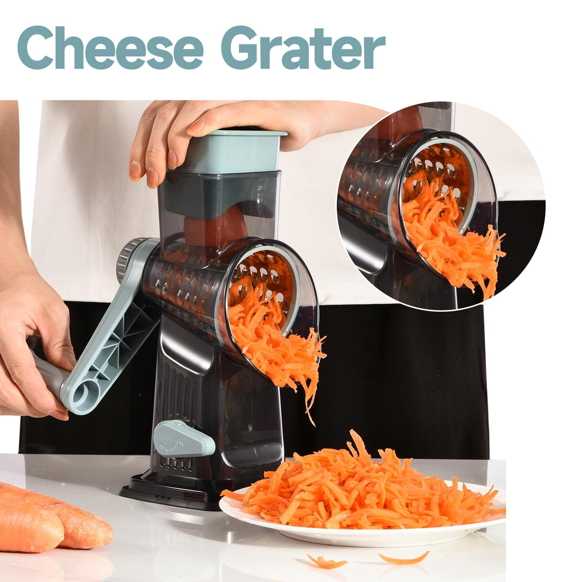 Xilrvna grater handles hard cheese with the fine blade for smooth results