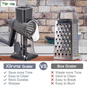 Xilrvna grater with suction feet for stable countertop use.