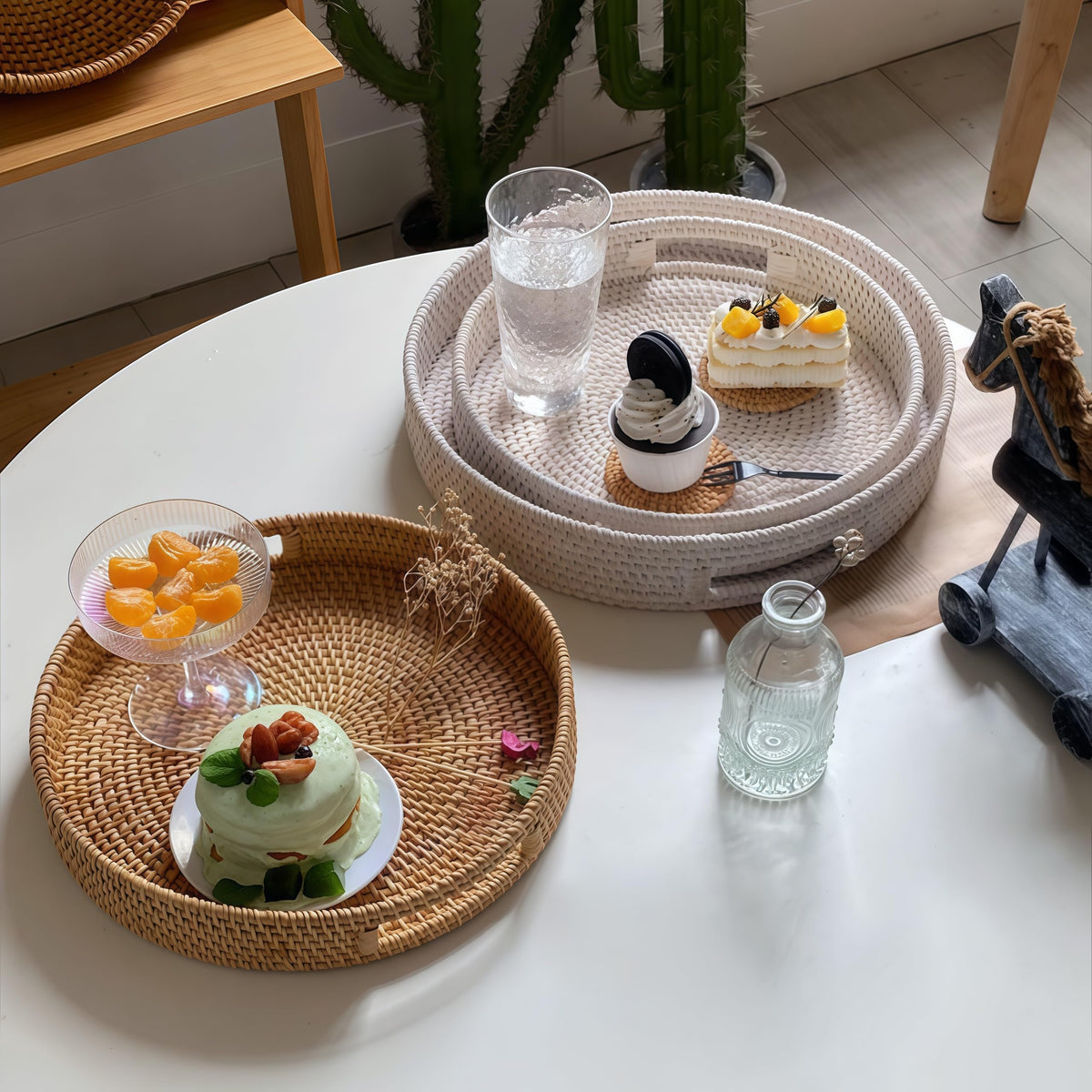 Ximisise nightstand tray for decorative surface and easy access.