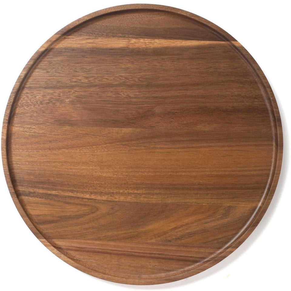 XIMISISE round wood tray with acacia grain, ideal for serving and organizing.