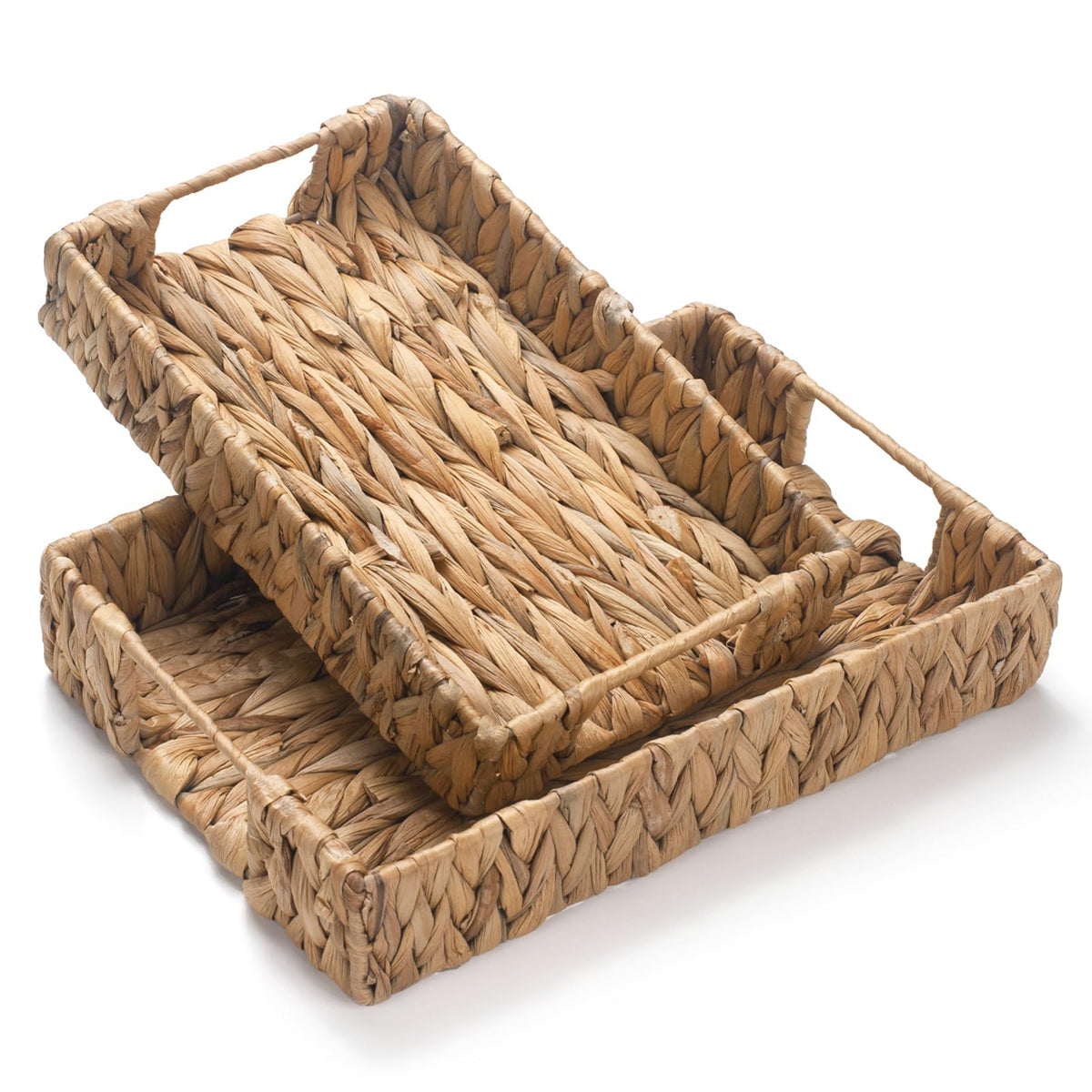 XIMISISE water hyacinth tray large with handles for easy transport and stylish organization