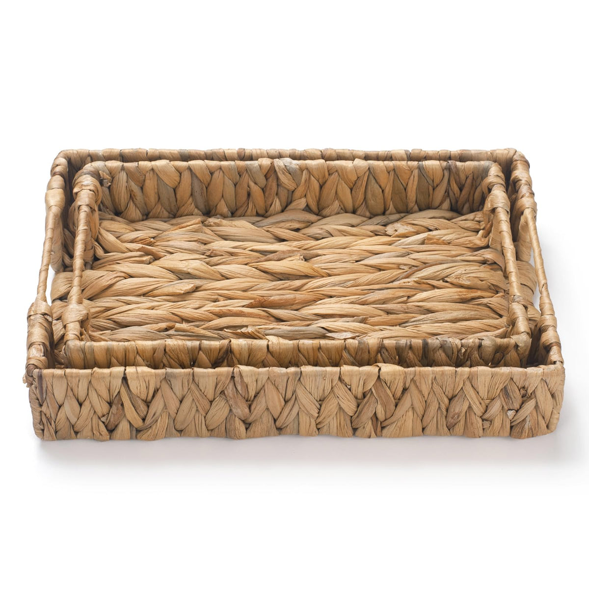 XIMISISE water hyacinth tray small with handles ideal for compact vanity or tea service
