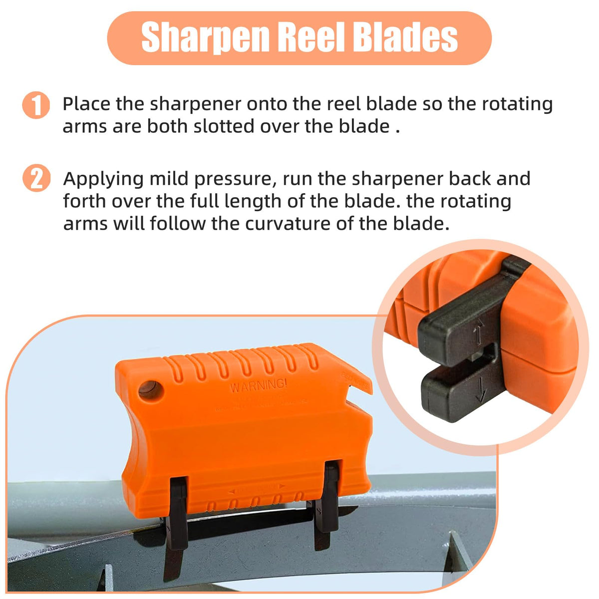 Ximoon orange sharpener shown in use for easy grip handling.