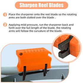 Ximoon orange sharpener shown in use for easy grip handling.