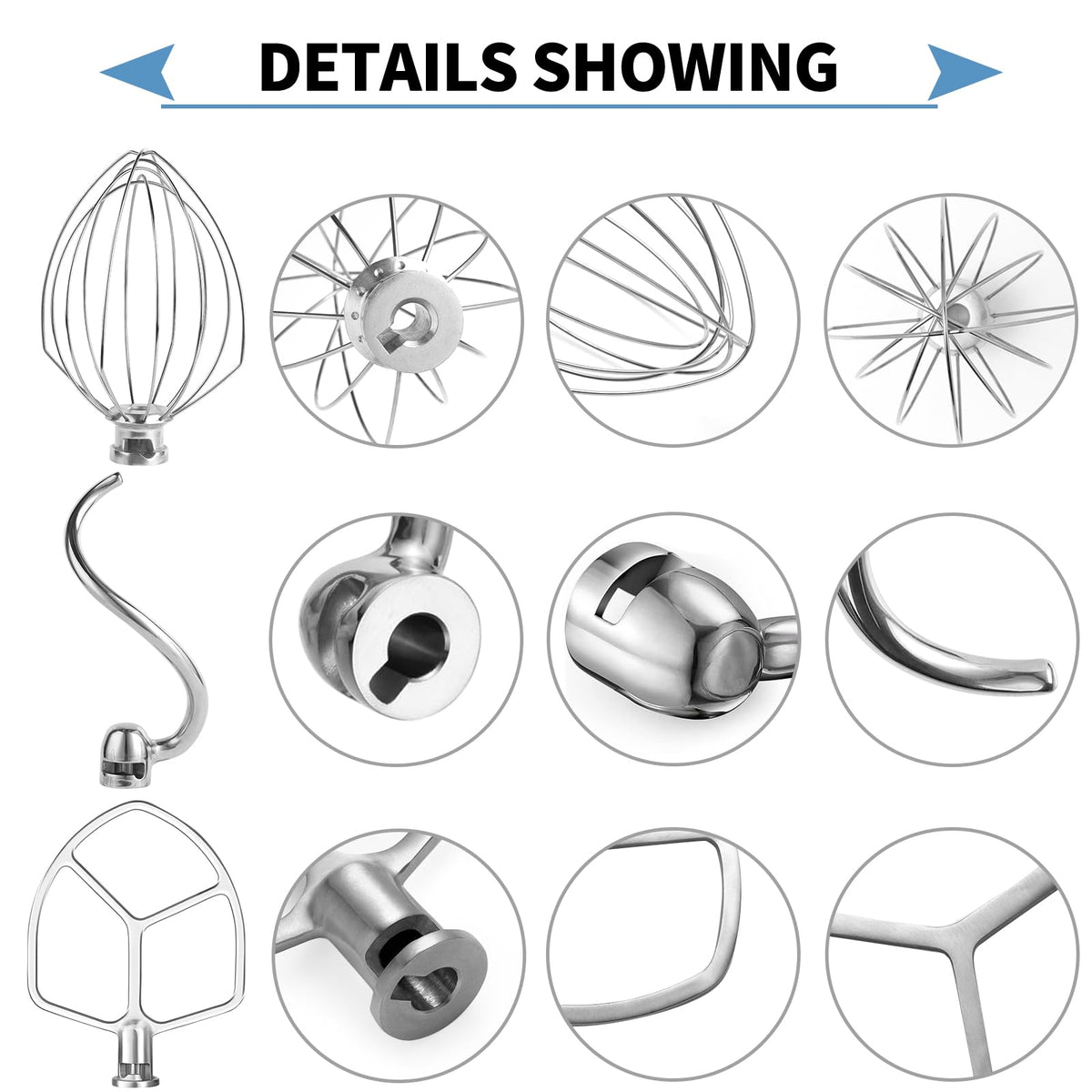 Xinboogq 6-wire whisk aerates batters for light, fluffy textures.