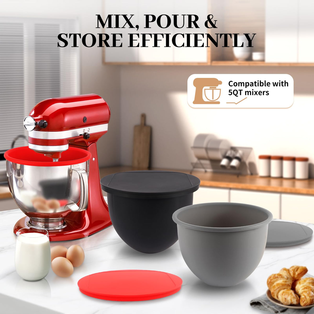 Xinboogq three-lid and three-bowl set simplifies batch prep