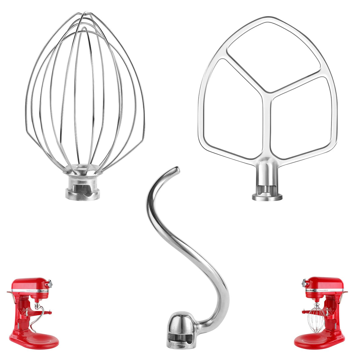 Xinboogq stainless steel 3-piece attachments ready for versatile baking and mixing.