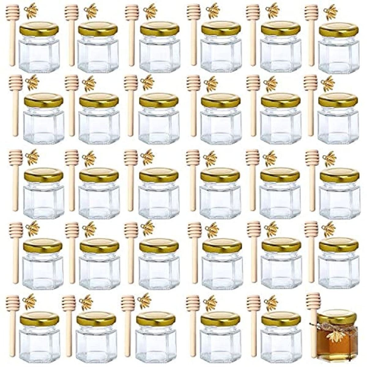 XING-RUYIANG hexagon mini honey jar with lid, ideal for elegant favors