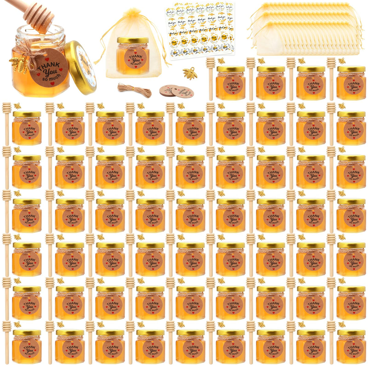 XING-RUIYANG mini honey jar 1.5oz hexagonal for colorful party favors