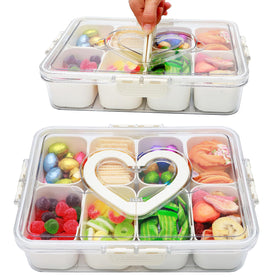 Xing-Ruiyang Snackle Box with 8 compartments and lid for fresh, organized snacks.