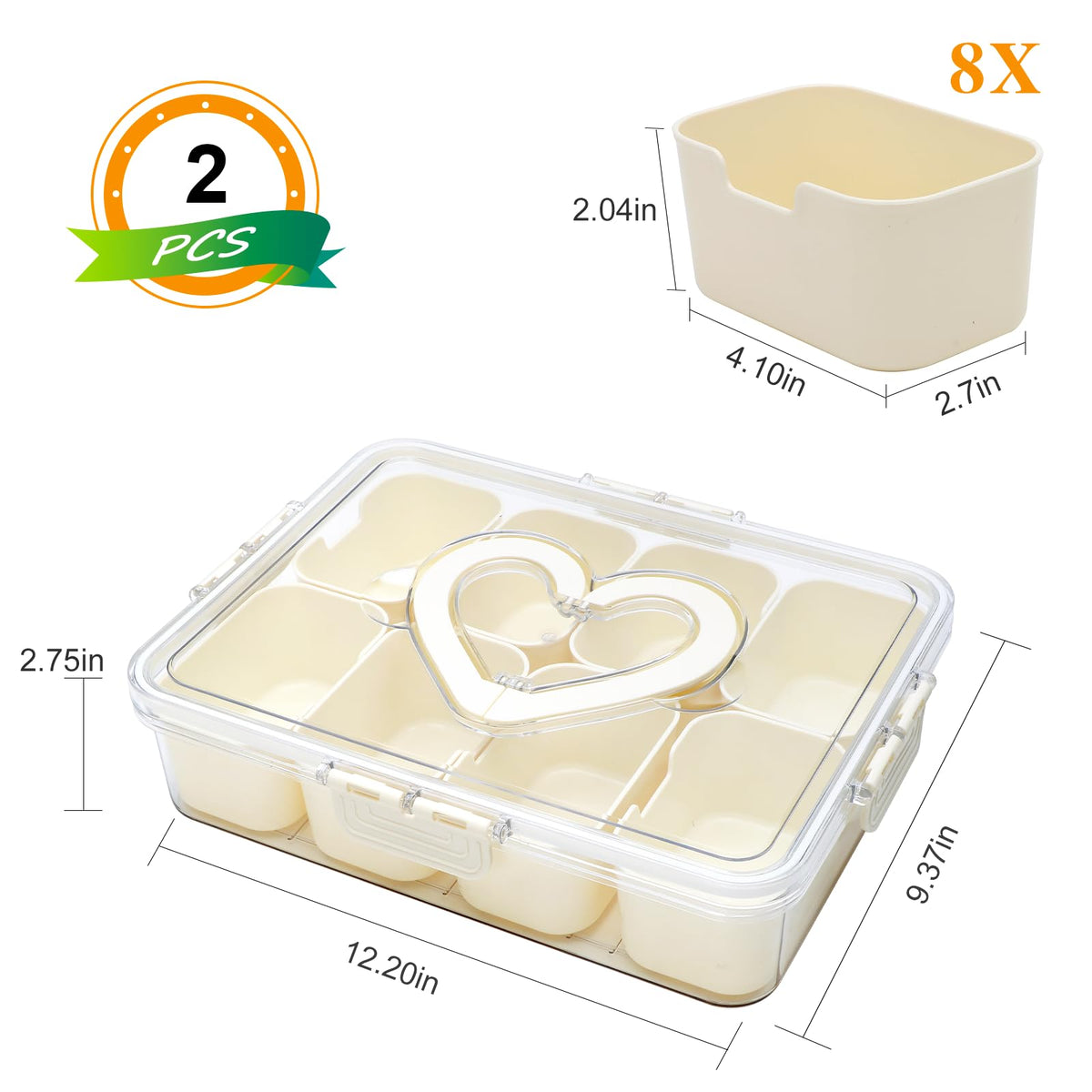 Xing-Ruiyang snack box 8 compartments keeps fruits and nuts neatly separated.