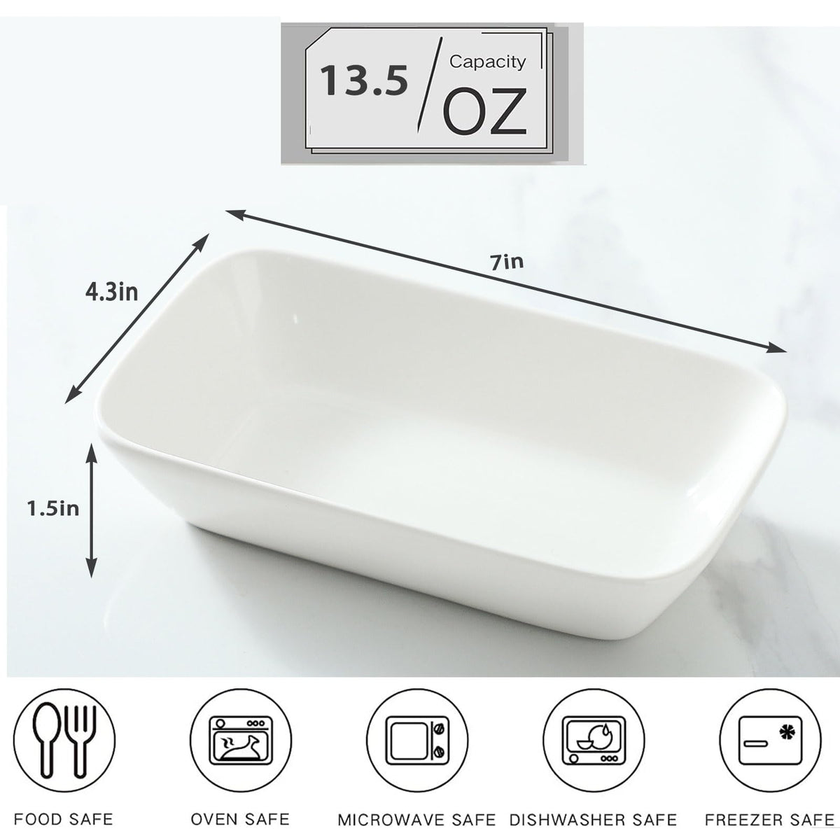 XINLTC ceramic baking dish front view showing compact rectangular shape for singles.