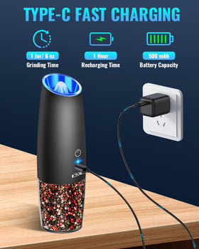 XinXu salt grinder with gravity sensor for effortless grinding.