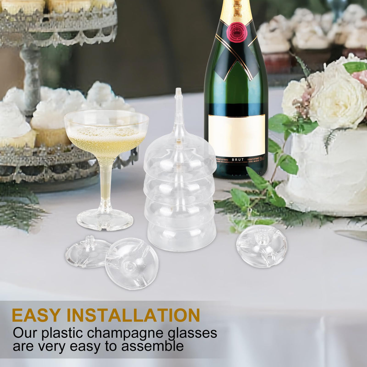 XIRUOXINKEMAO lightweight plastic glasses ideal for parties and cleanup.