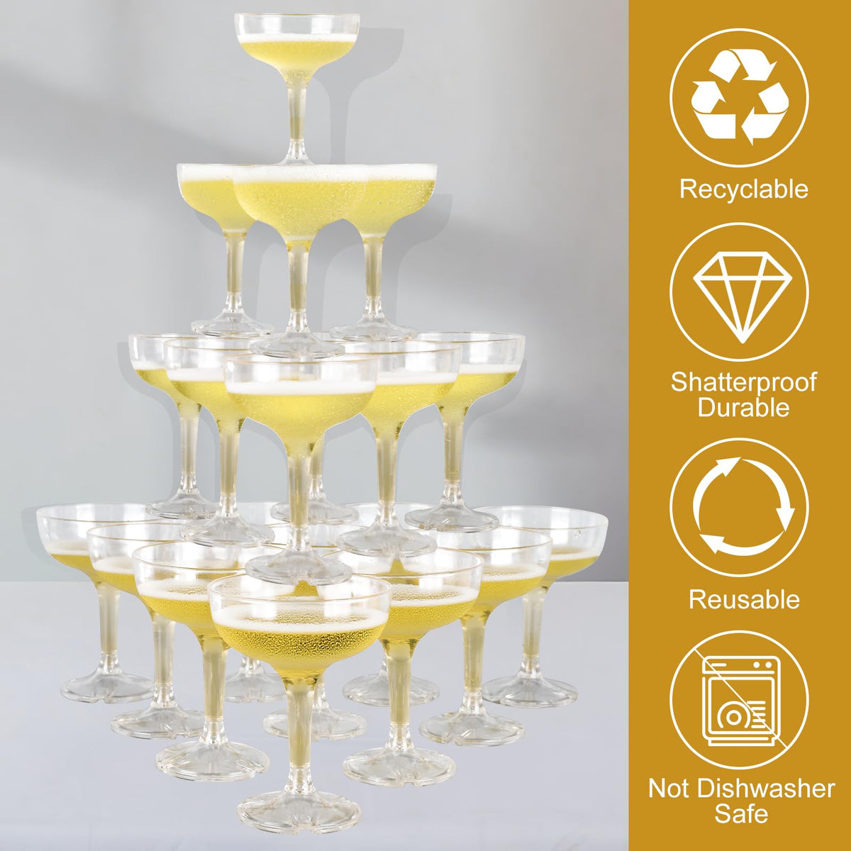XIRUOXINKEMAO plastic coupe glasses perfect for parties and easy cleanup.