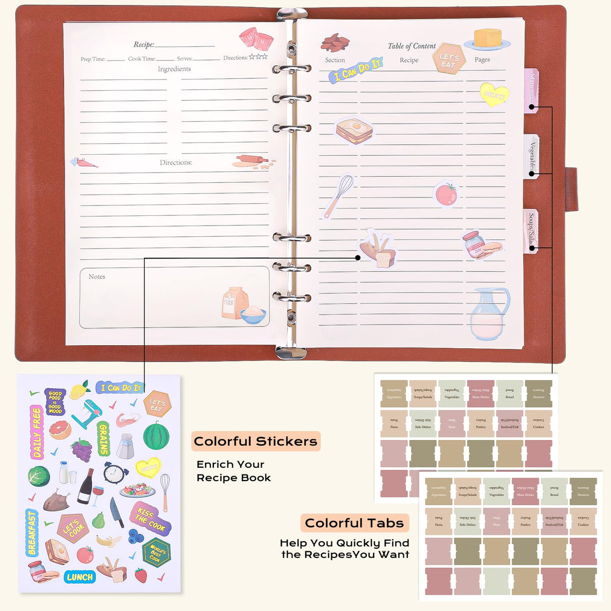 XKDOUS leather recipe book open flat for easy writing and reference