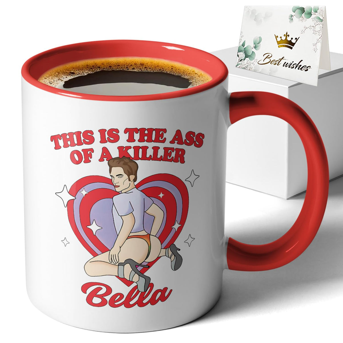 XKZGSZB This is the Ass of a Killer Bella mug front view with double-sided print.