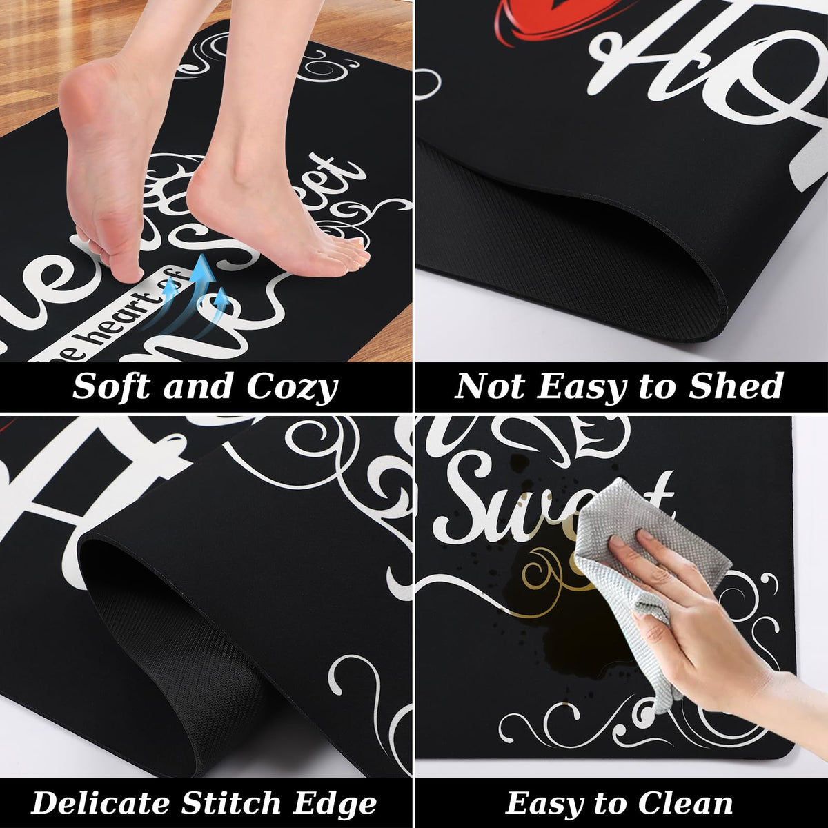XLHOMO machine-washable kitchen rug for easy cleaning and maintenance.