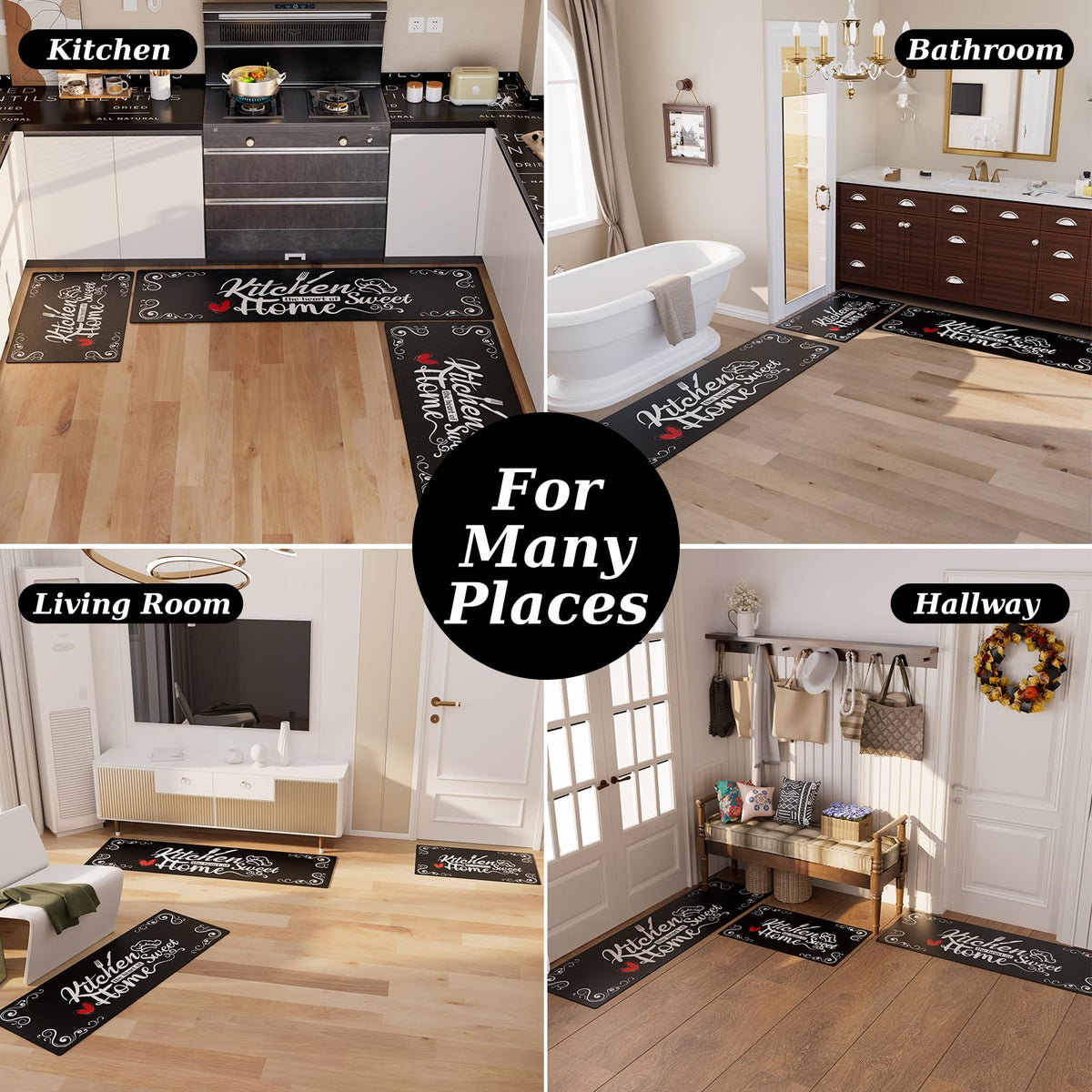 XLHOMO waterproof kitchen mats protect floors in busy cooking spaces.