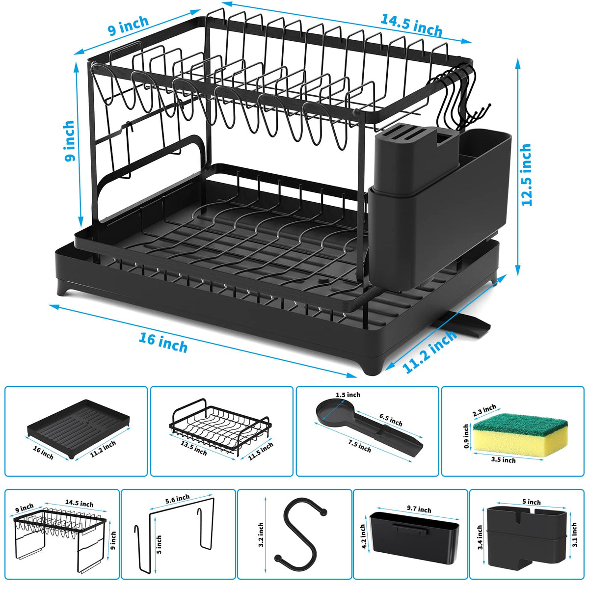 XLMYS anti-slip feet prevent tipping for stable countertop drying