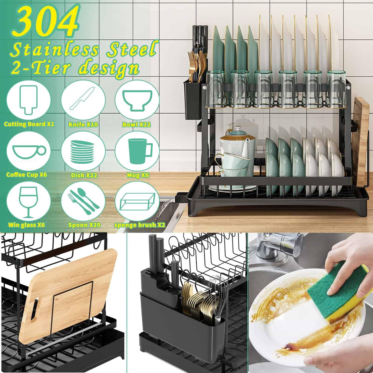 XLMYS cutting-board rack stores boards flat for easy drying