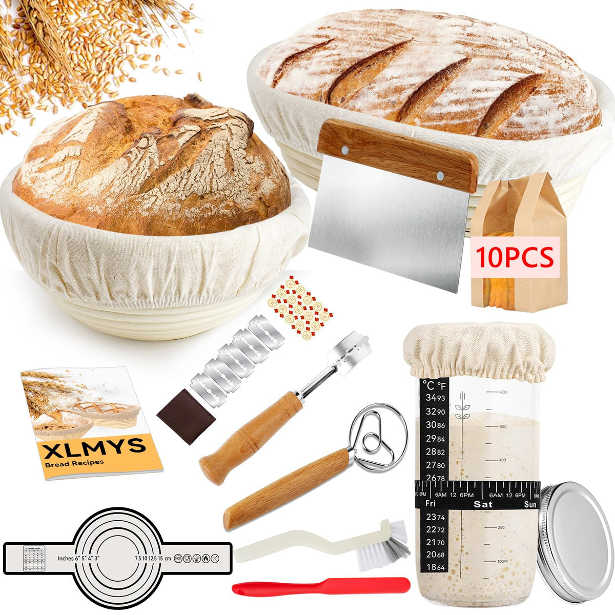XLMYS oval banneton 10-inch proofing basket for shaping dough and crust development